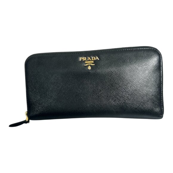 Prada Women's Large Continental Saffiano Leather Wallet Black - Picture 1 of 12